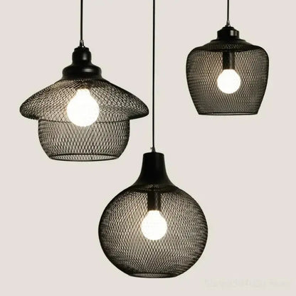 Industrial black mesh pendant light with exposed bulb interior decorbites industrial birdcage chandelier for dining room