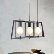 DecorBites black metal 3-light industrial pendant chandelier with exposed bulb base for dining room lighting type