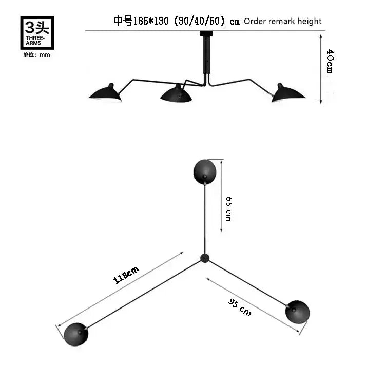 Black metal industrial floor lamp with adjustable arm and three spherical lamp heads for living room decorbites adjustable arm