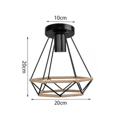 Black metal cage industrial hanging lamp with natural rope accents for kitchen decorbites industrial hanging lighting