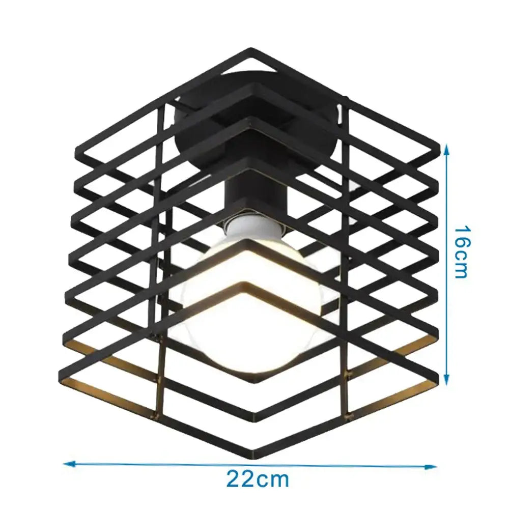 Black metal cube-shaped industrial led ceiling light fixture with glowing bulb for kitchen decorbites industrial led decor