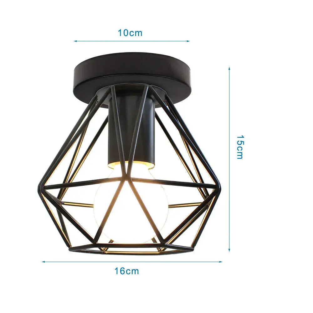 Black metal geometric cage ceiling light with warm glow ideal for kitchen decorbites industrial led ceiling fixture