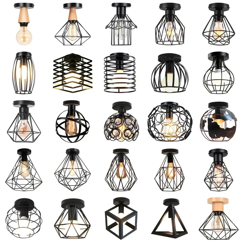 Industrial black metal cage ceiling light fixture with exposed filament bulbs for kitchen decorbites industrial led ceiling use