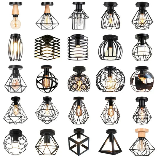 Industrial black metal cage ceiling light fixture with exposed filament bulbs for kitchen decorbites industrial led ceiling use
