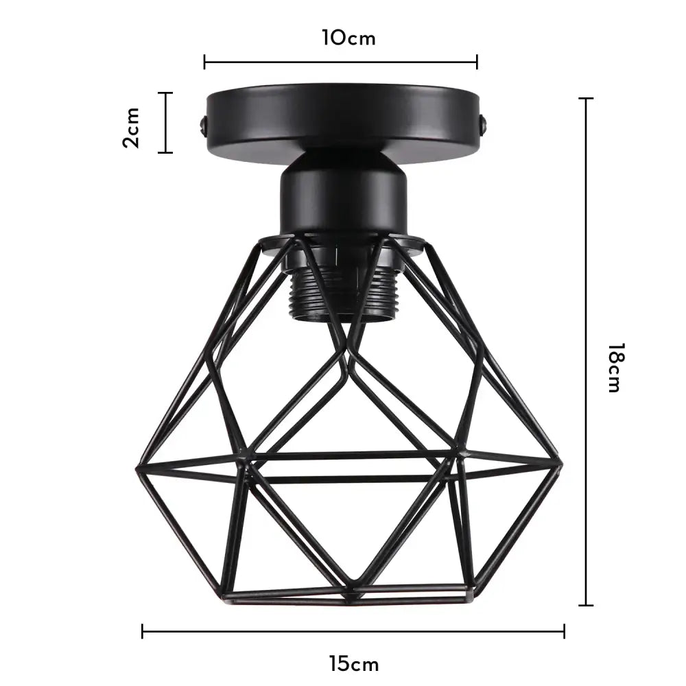 Industrial black metal cage ceiling light with geometric wireframe design for kitchen decorbites industrial led fixture