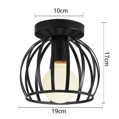 Industrial black metal cage ceiling light with warm glow bulb ideal for decorbites industrial led kitchen fixture
