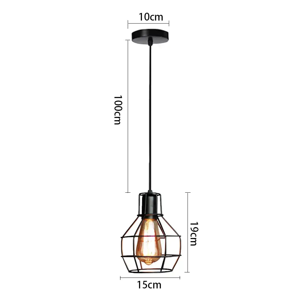 Black metal cage pendant light with vintage Edison bulb for industrial led pendant kitchen decor by decorbites industrial led