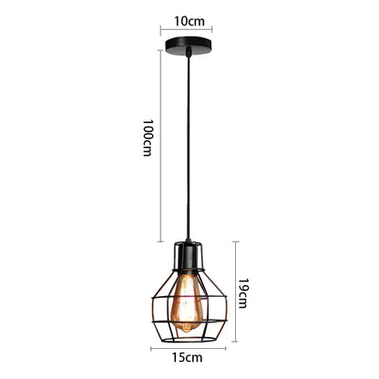 Black metal cage pendant light with vintage Edison bulb for industrial led pendant kitchen decor by decorbites industrial led