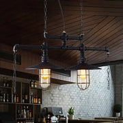 Industrial-style black metal ceiling light with flared shade and two exposed bulbs for bars 220v-240v 110v-120v