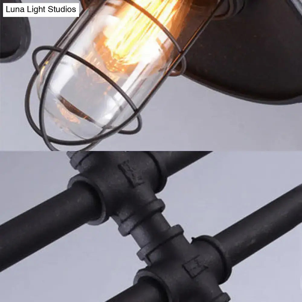 Decorbites black metal nautical island pendant ceiling light with flared shade and metal cage for bars 220v-240v 110v-120v