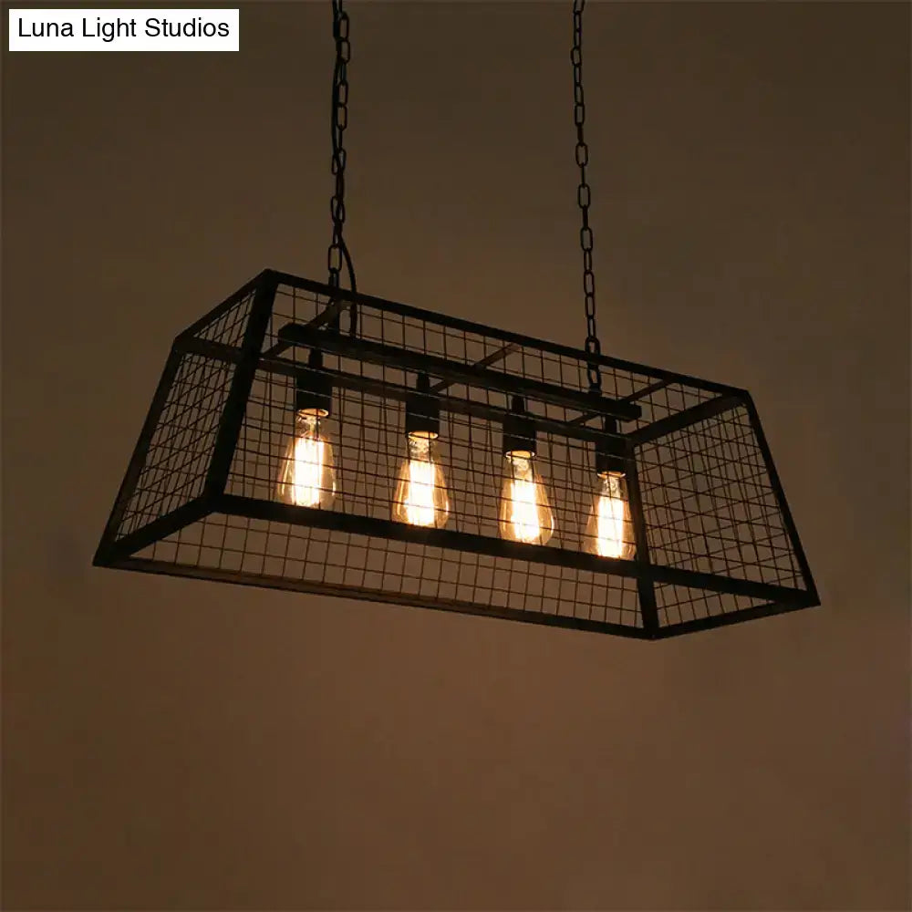 Decorbites vintage industrial-style black metal cage pendant lamp with four edison bulbs for island lighting 220v-240v 110v-120v
