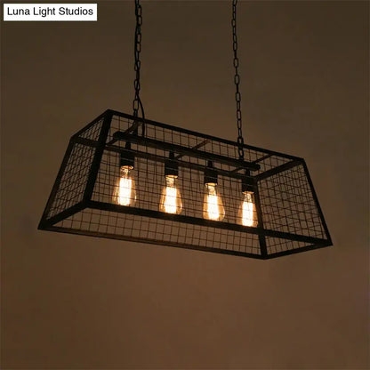 Decorbites vintage industrial-style black metal cage pendant lamp with four edison bulbs for island lighting 220v-240v 110v-120v