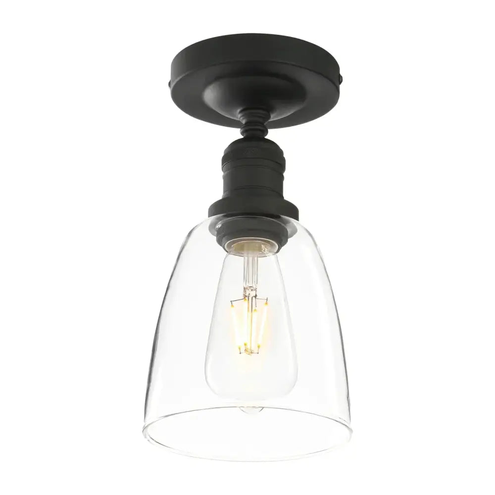 Industrial black metal loft bar pendant light with clear glass shade and exposed filament bulb by decorbites loft bar pendant
