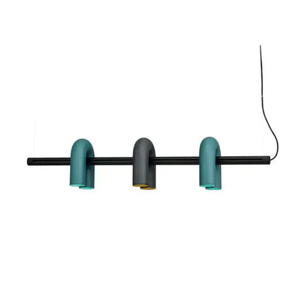 Modern teal and black u-shaped pendant light fixture with sleek minimalist design for industrial decorbites cirkus led chandelier