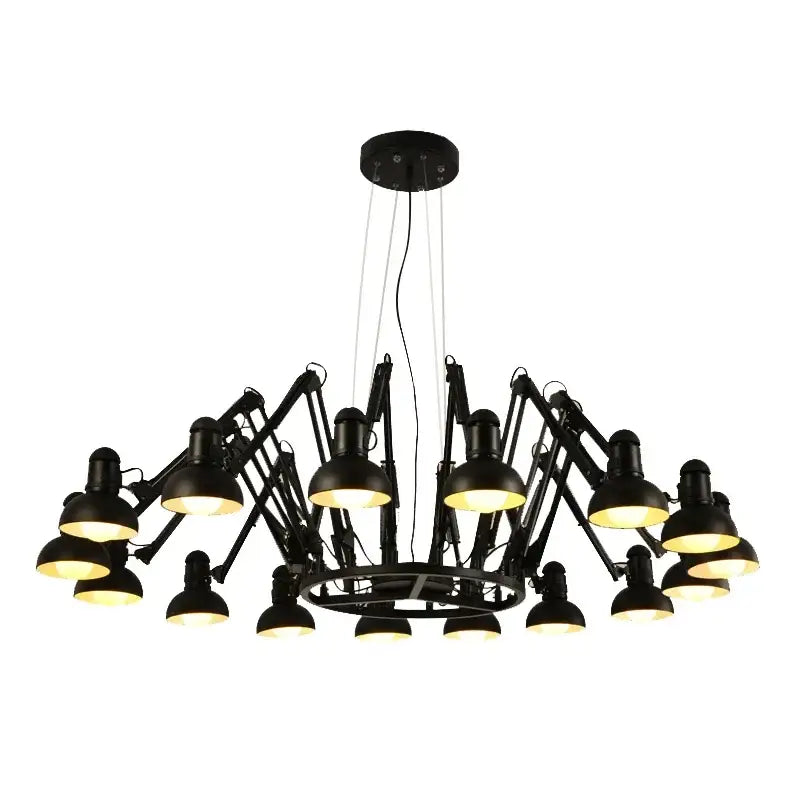 Black industrial led pendant light with multiple articulated arms and adjustable heads for living room decorbites pendant light