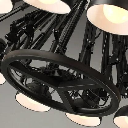 Industrial black multi arm pendant light with adjustable circular shades for living room decorbites industrial led design