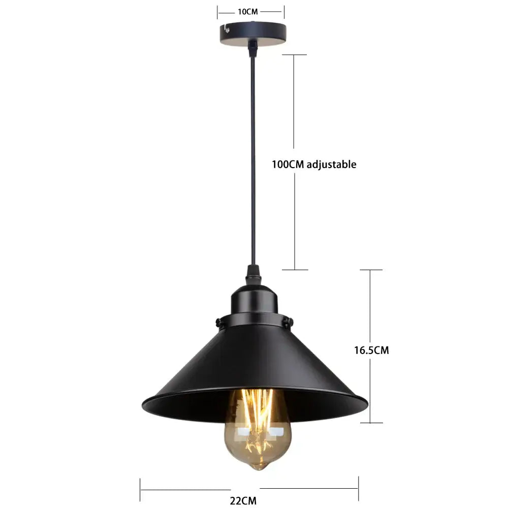 Black metal pendant light with conical shade and exposed Edison bulb for kitchen decorbites industrial black pendant