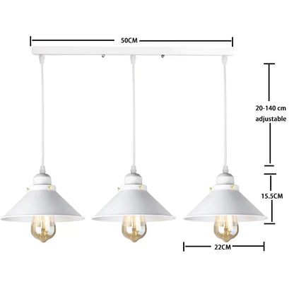 White industrial black pendant light with three conical shades and exposed filament bulbs for kitchen decorbites industrial black
