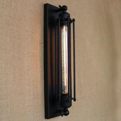 Black rustic edison wall light metal sconce with wrought iron and vintage filament bulb for kitchen decorbites black rustic