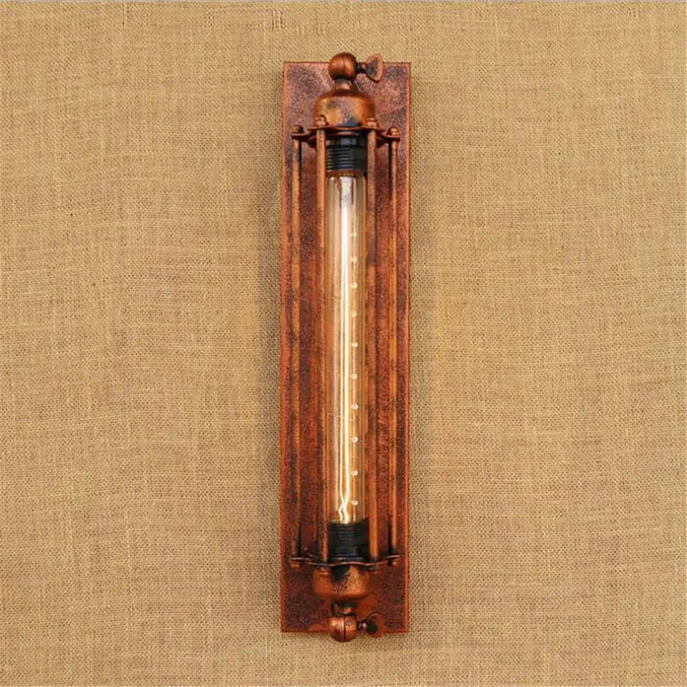 Industrial black rustic edison wall light with copper metal frame and exposed bulb for decorbites black rustic decor