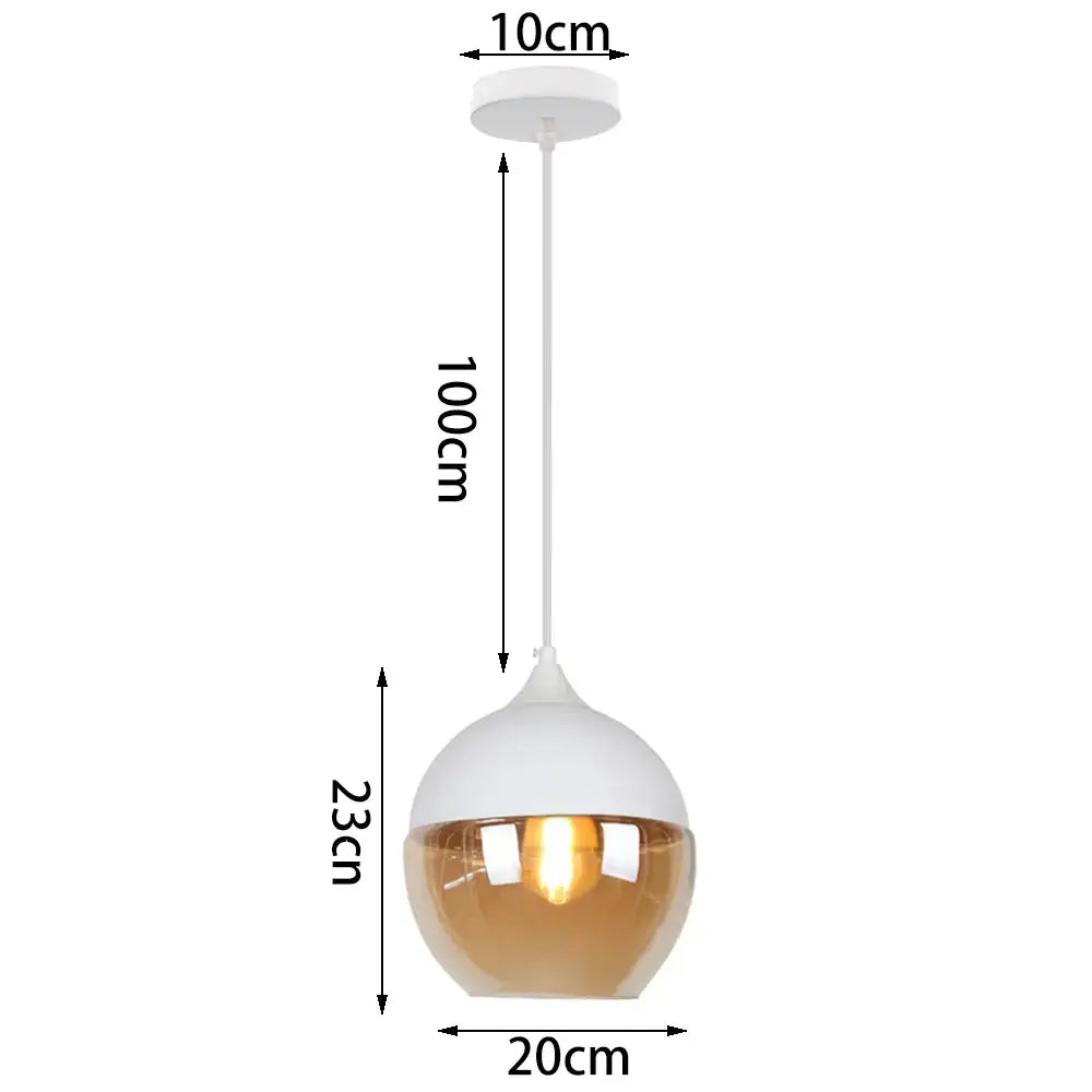 White and gold spherical pendant light with sleek modern design for kitchen decor glass shade pendant light