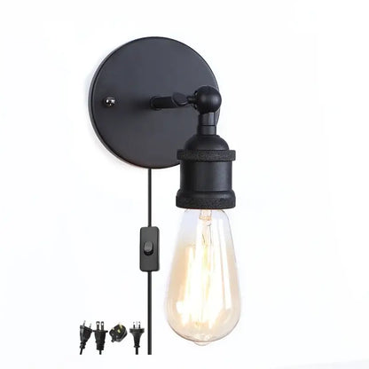 Industrial black vintage wall light with matte finish adjustable arm and edison bulb for bathroom decorbites industrial vintage