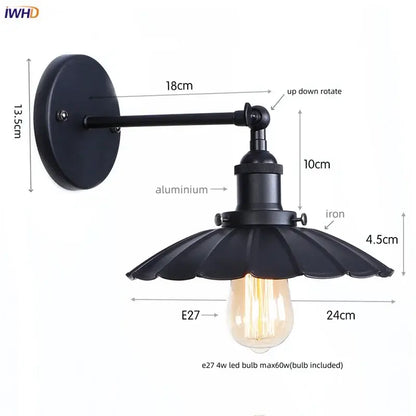 Industrial black vintage wall light with fluted shade and adjustable arm by decorbites industrial for bathroom use