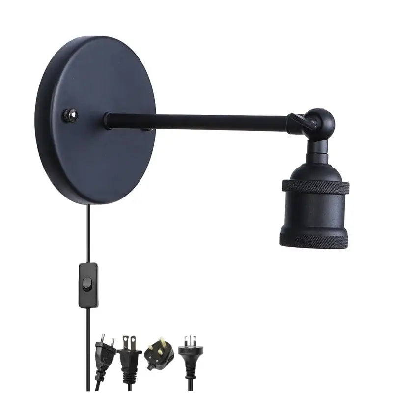 Black matte industrial vintage wall light with adjustable arm and edison bulb socket by decorbites industrial