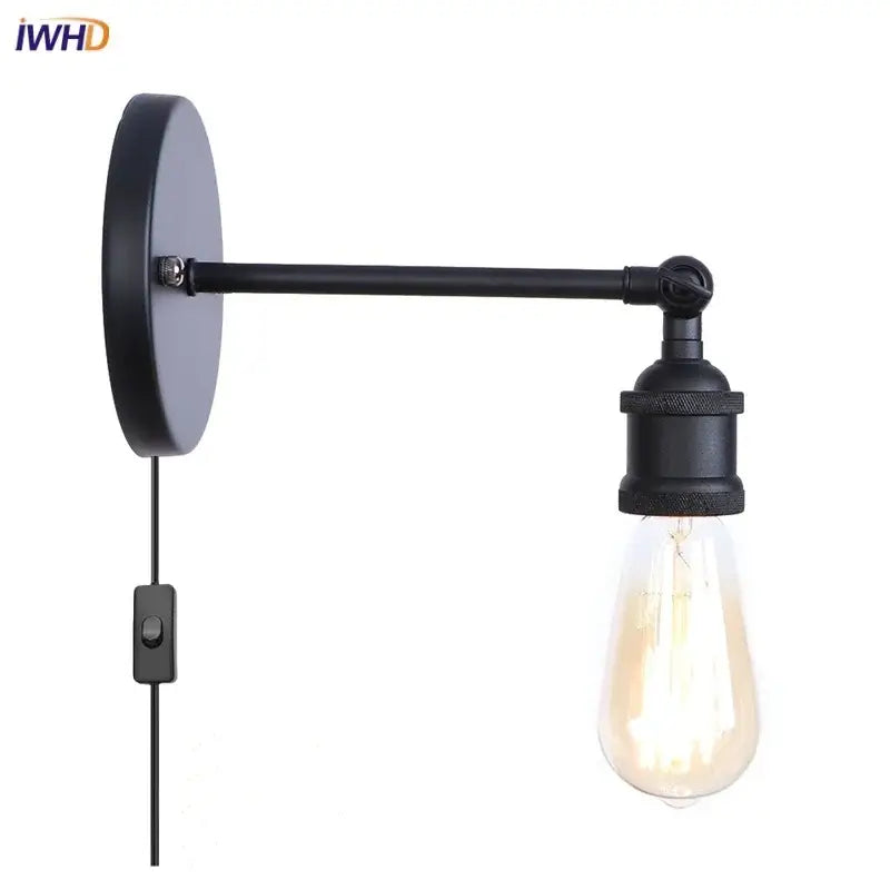 Industrial black vintage wall light with edison bulb for bathroom by decorbites industrial vintage style