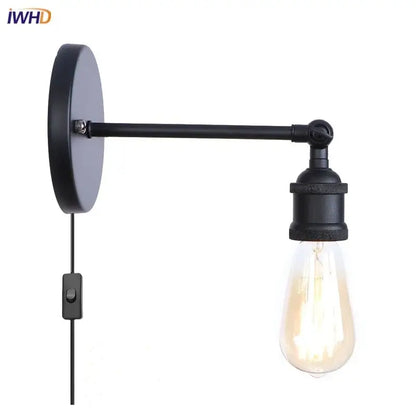 Industrial black vintage wall light with edison bulb for bathroom by decorbites industrial vintage style