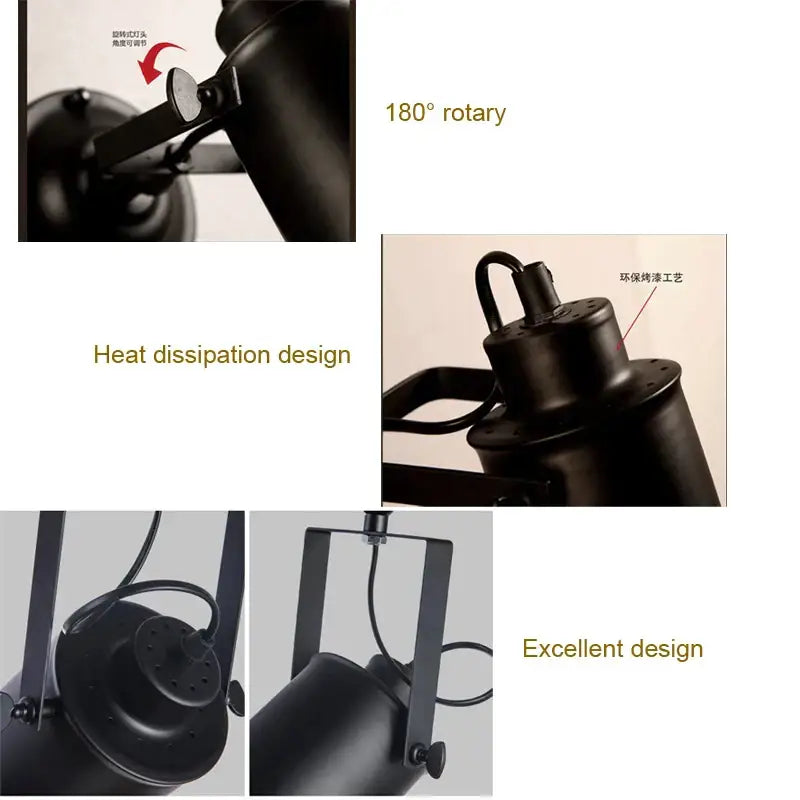 Industrial black vintage wall light with adjustable arm black matte industrial-style rotary head decorbites industrial vintage wall light