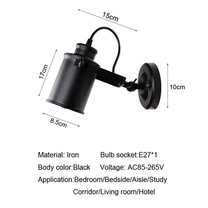 Industrial black vintage wall light with adjustable arm and e27 socket for kitchen decorbites industrial vintage lighting