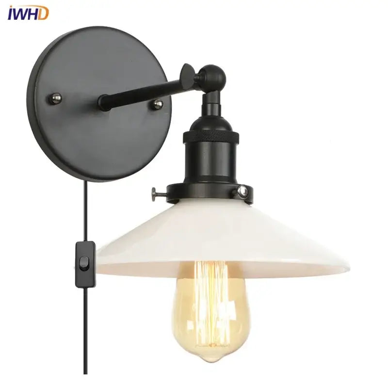 Black industrial wall lights with white ceramic shade and exposed edison bulb decorbites led wall lights for kitchen