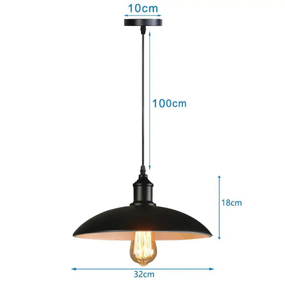 Black metal iron pendant light with dome-shaped shade and exposed edison bulb for dining room decorbites pendant light