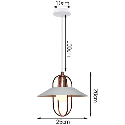 A modern copper and white iron pendant light with a wide-brimmed shade for dining room decorbites iron pendant
