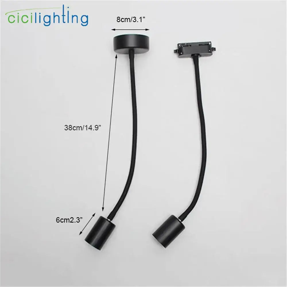 Black flexible gooseneck ceiling light fixture with cylindrical heads and mounting bracket for decorbites gooseneck ceiling
