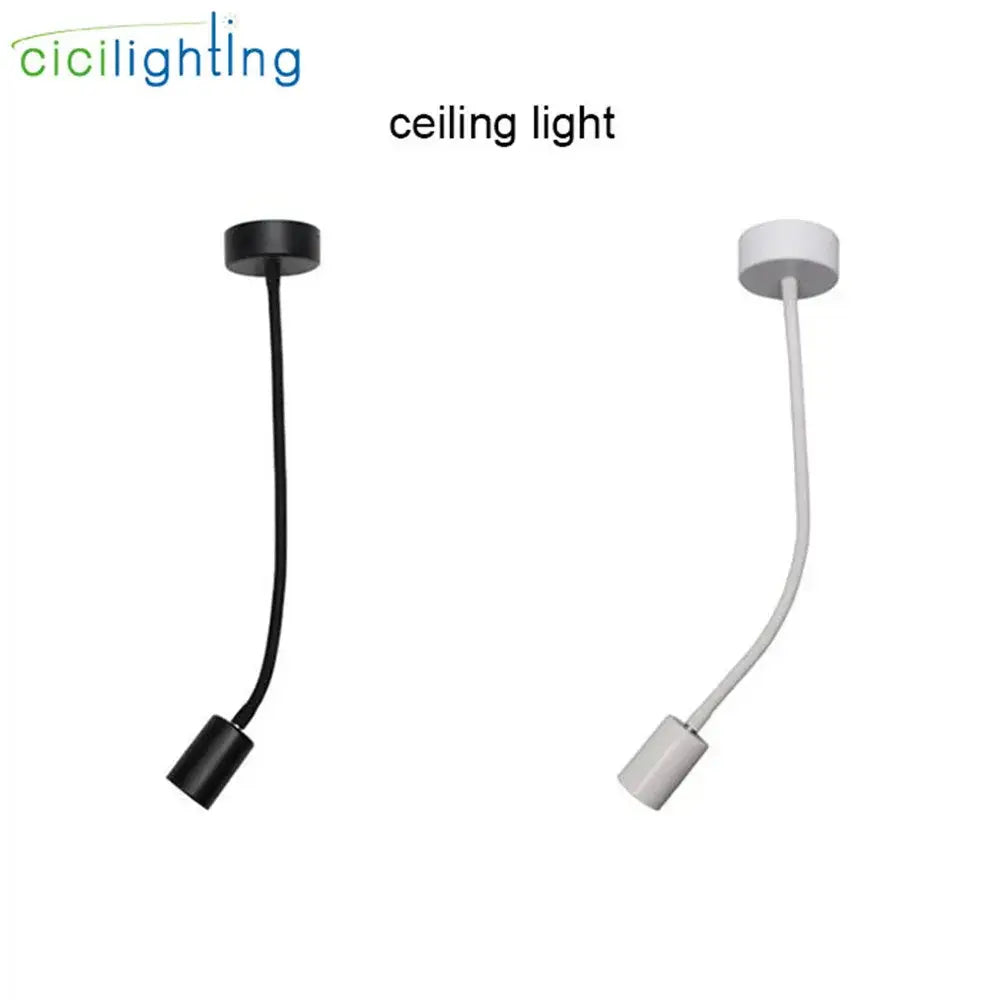 Industrial black and white gooseneck ceiling light with flexible cylindrical heads by decorbites for kitchen spot lighting