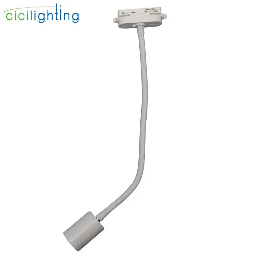 White flexible gooseneck ceiling light fixture with cylindrical head and mounting base for decorbites gooseneck ceiling use