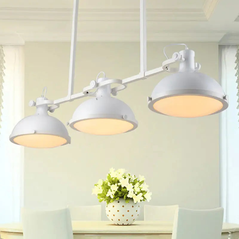 White DecorBites™ symmetrical island pendant light with three adjustable dome shades metal ceiling lamp for LED use