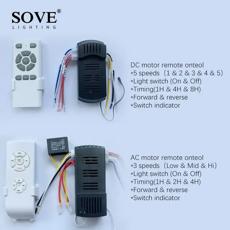 Sove lighting black wood ceiling fan remote control kit with white remotes and black receiver units for decorbites black wood decor
