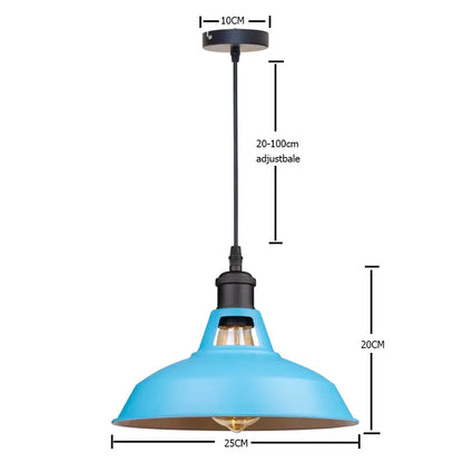 A vibrant blue vintage pendant light with matte finish and black metal hardware ideal for kitchen decorbites decor
