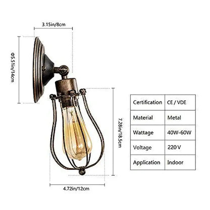 Antique brass-finished industrial cage wall sconce with vintage edison bulb in ornate metal wire cage for decorbites industrial cage lighting
