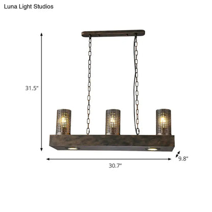 Industrial bronze and black hanging ceiling light with three cylinder metal shade mesh and e26 e27 smd bulbs suspension