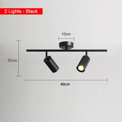 Black matte finished track lighting fixture with two adjustable spotlights for decorbites industrial ceiling light