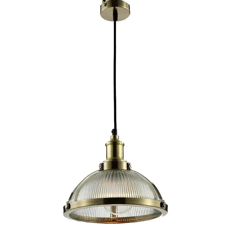 Antique brass pendant light with ribbed glass shade perfect as an industrial brushed nickel glass shade pendant
