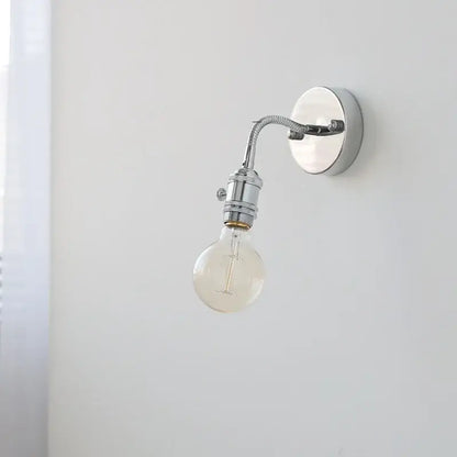 Chrome finished industrial wall lamp sconce with flexible gooseneck arm and exposed edison led wall lamp bulb