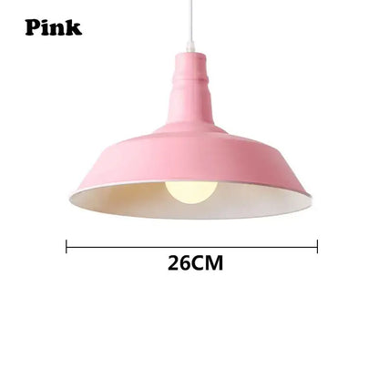 Pink pendant light with matte finish white interior industrial dome design decorbites colorful led e27 for study room