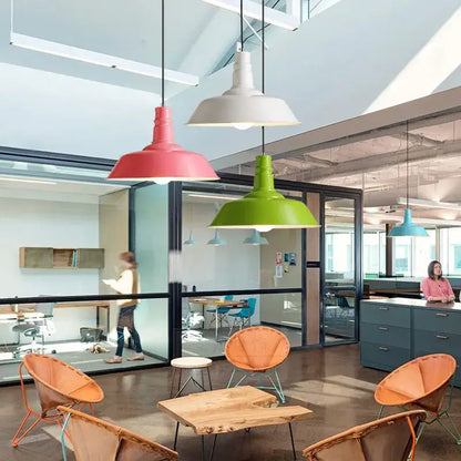 Industrial colorful led e27 pendant light in pink green and white for study room decorbites colorful led pendant light