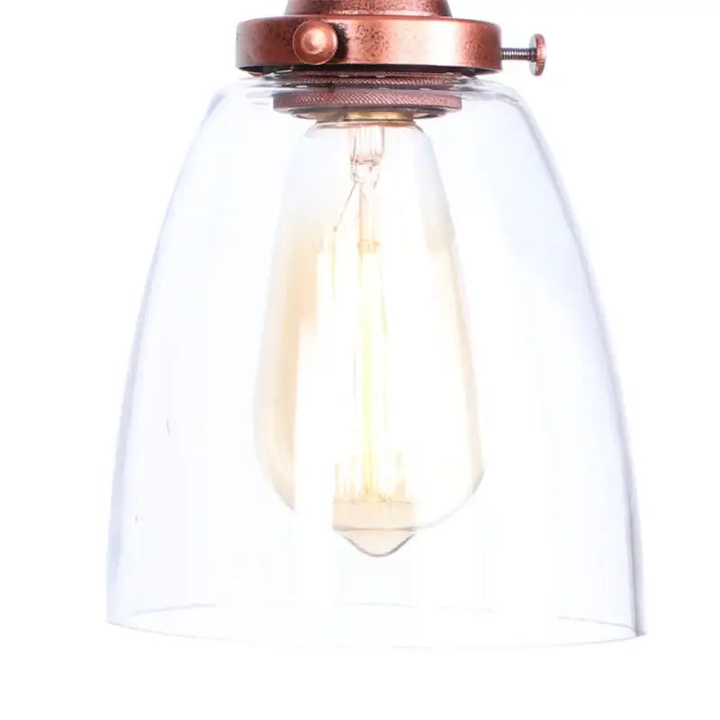 Clear glass bell-shaped wall sconce with copper fixture and exposed Edison bulb from decorbites adjustable glass swing arm collection