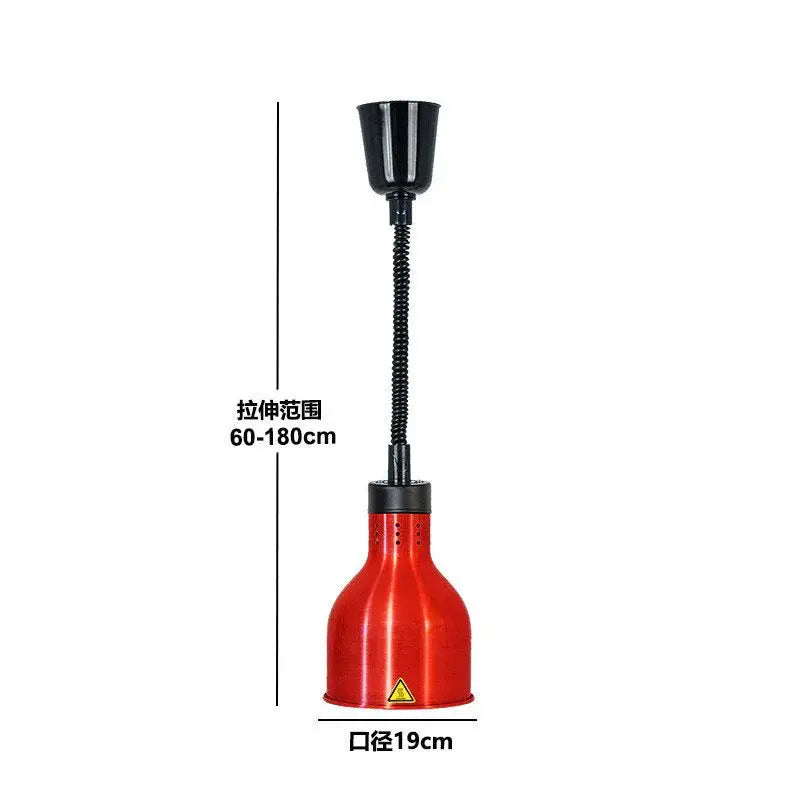 Red glossy metal electric telescopic heat lamp pendant light with black flexible gooseneck for industrial use
